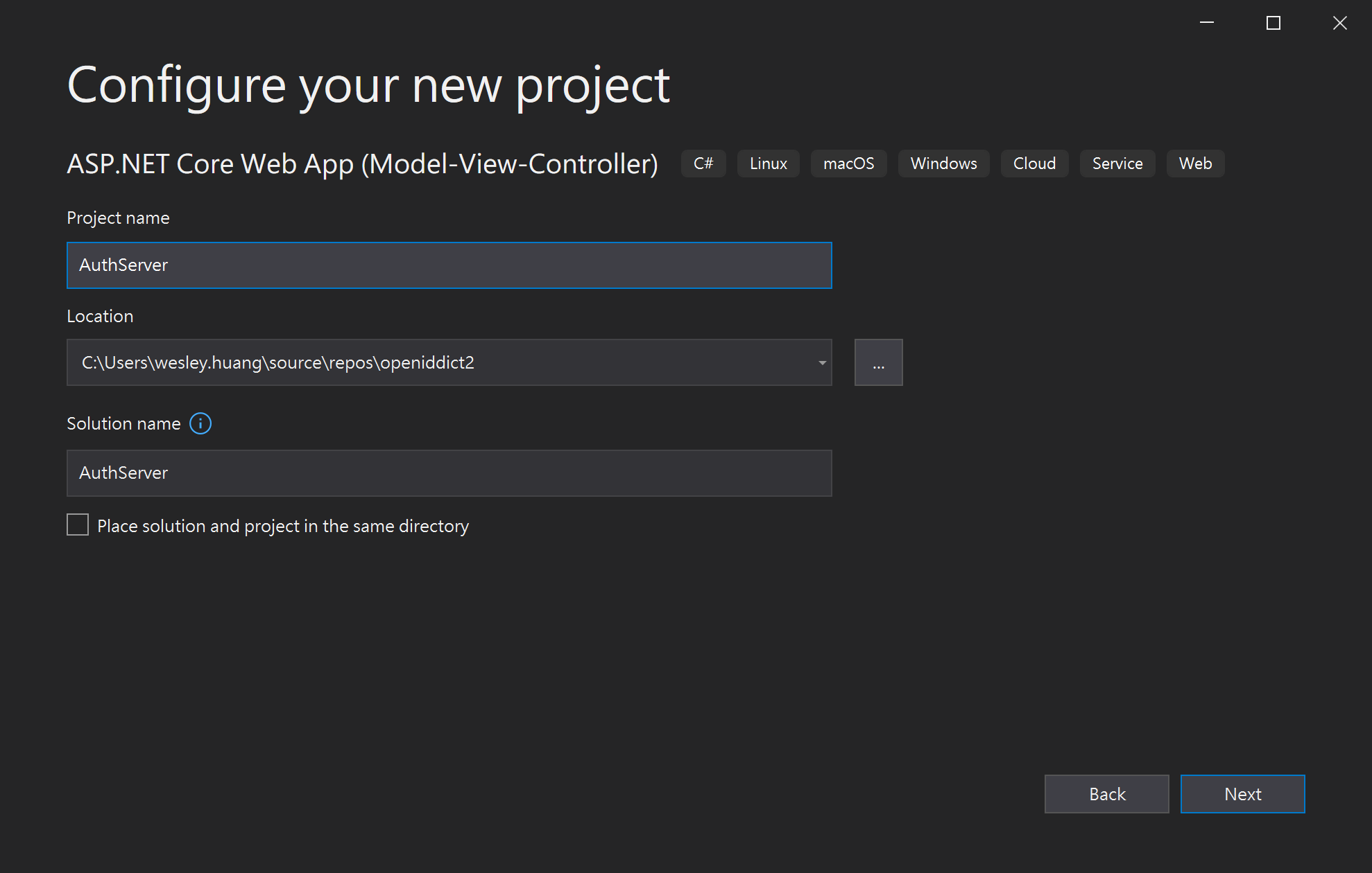 Configure your new project