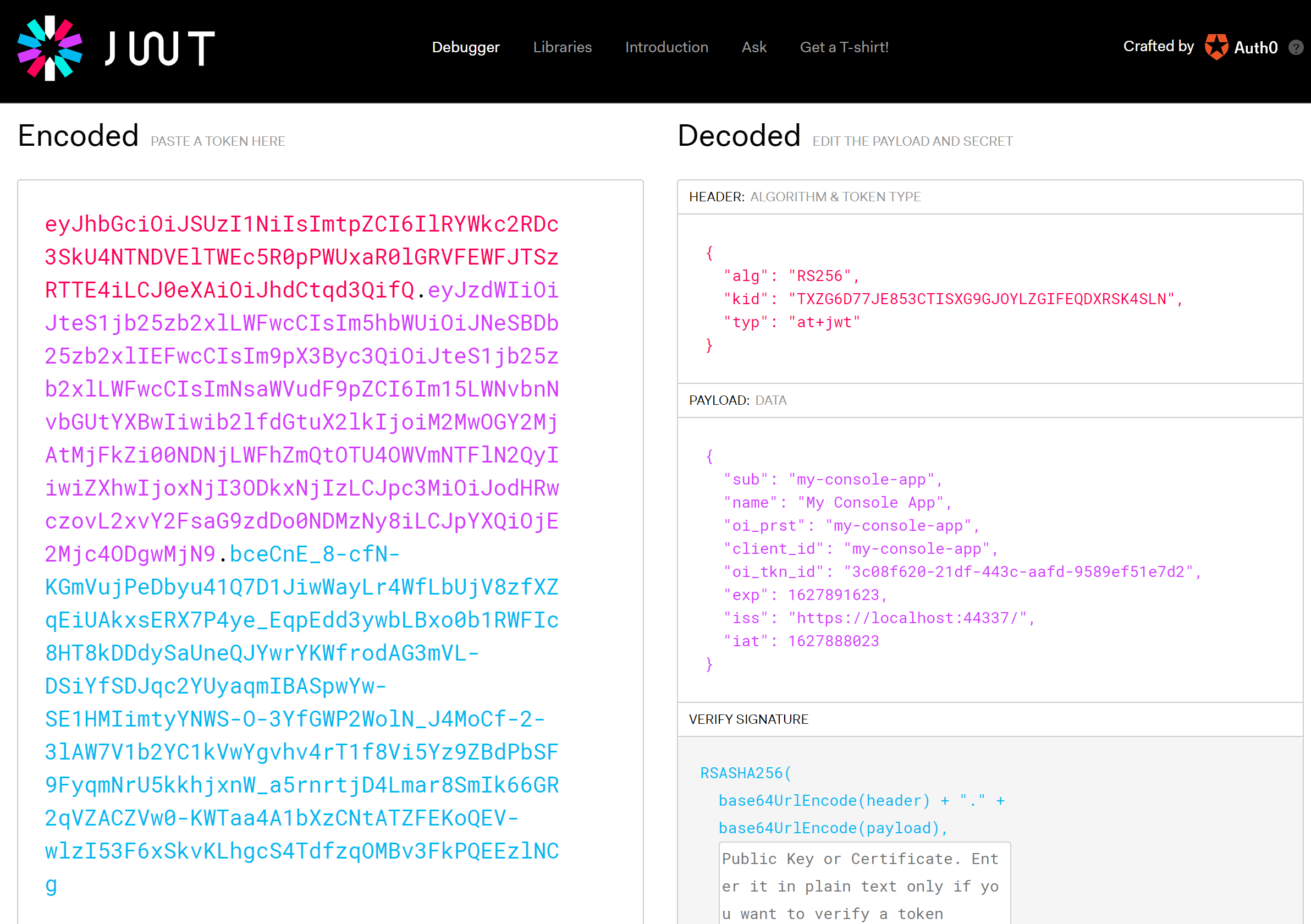 Use jwt.io to inspect access token