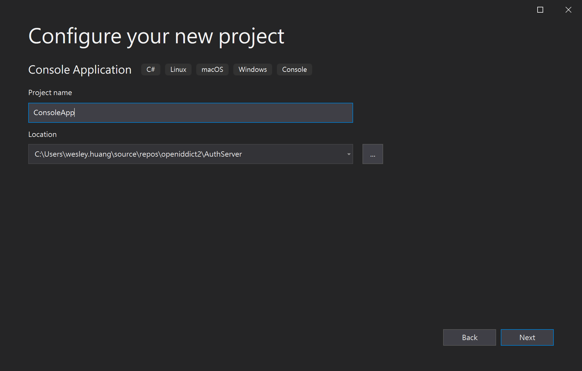 Configure your new project